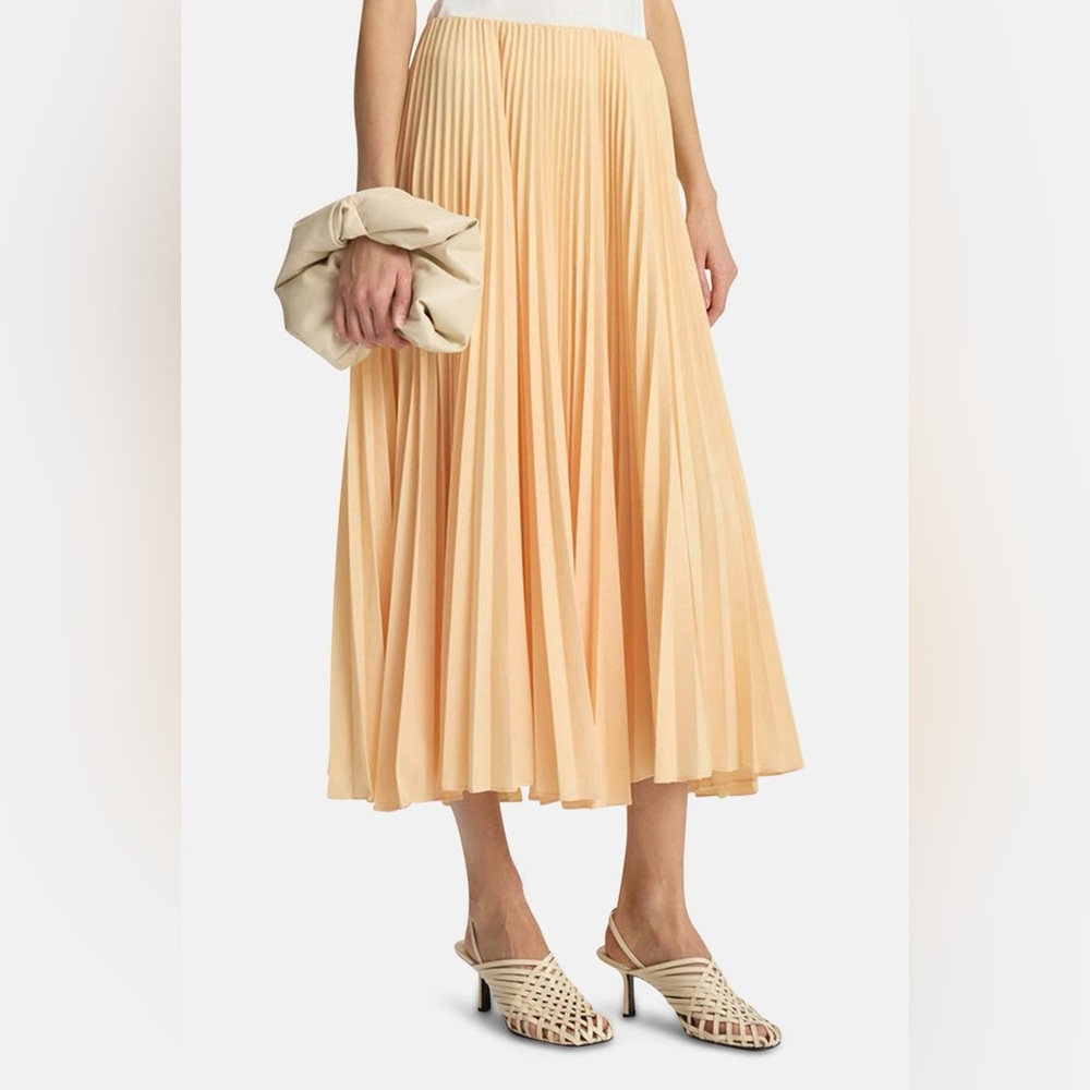 BRAND NEW A.L.C. Tatum Pleated Midi Skirt Yellow Au Lait Sz 2 WITH TAGS